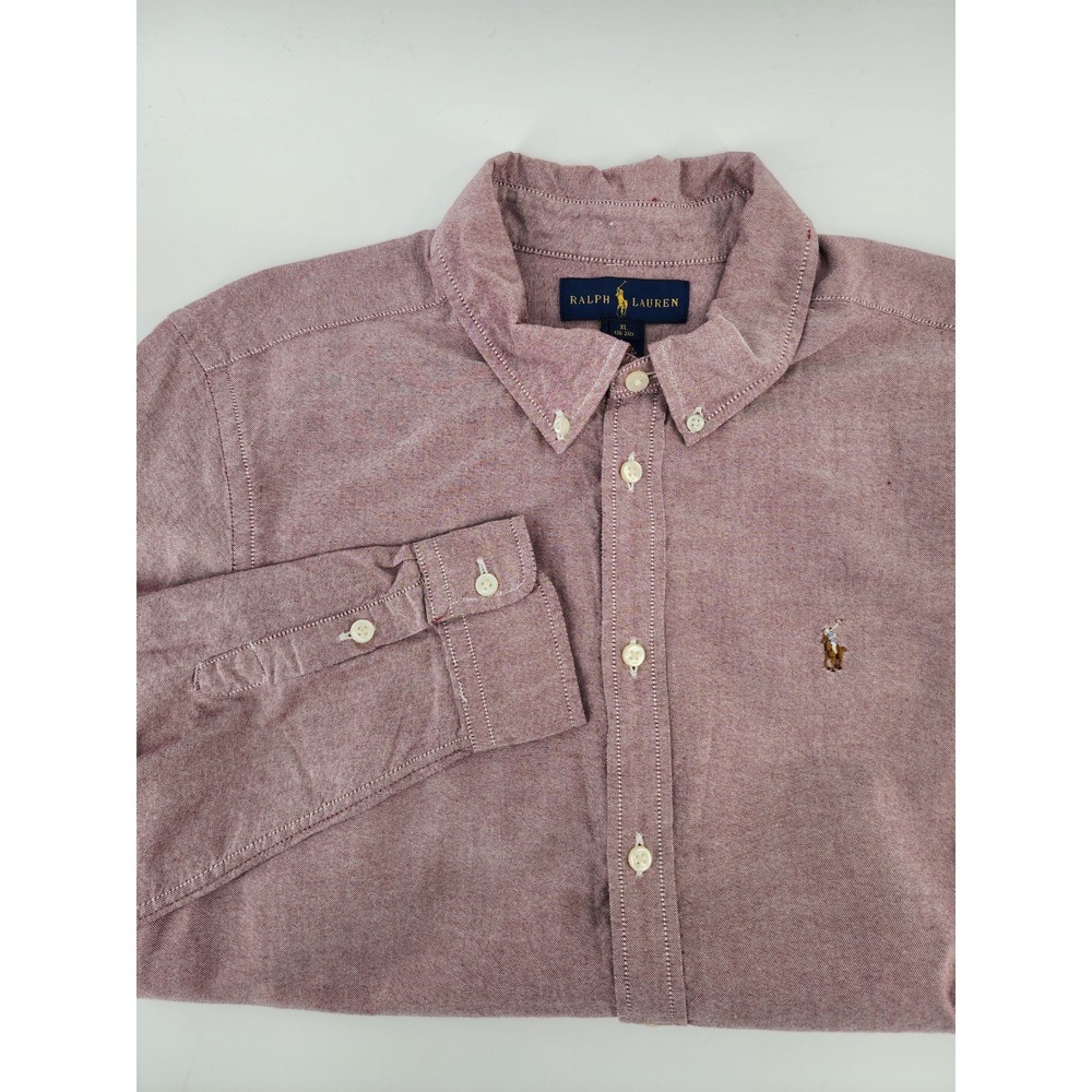 Ralph Lauren Mens XL Button Down Shirt Maroon Oxford Long Sleeve Pony Logo